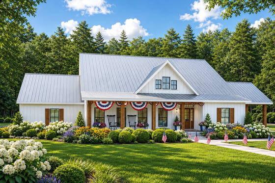 Exterior - Front Elevation 3 for Farmhouse House Plan #44-310 - 3 bed, 2 bath