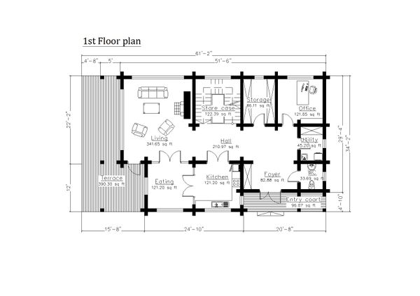 Log Floor Plan - Main Floor Plan #549-6
