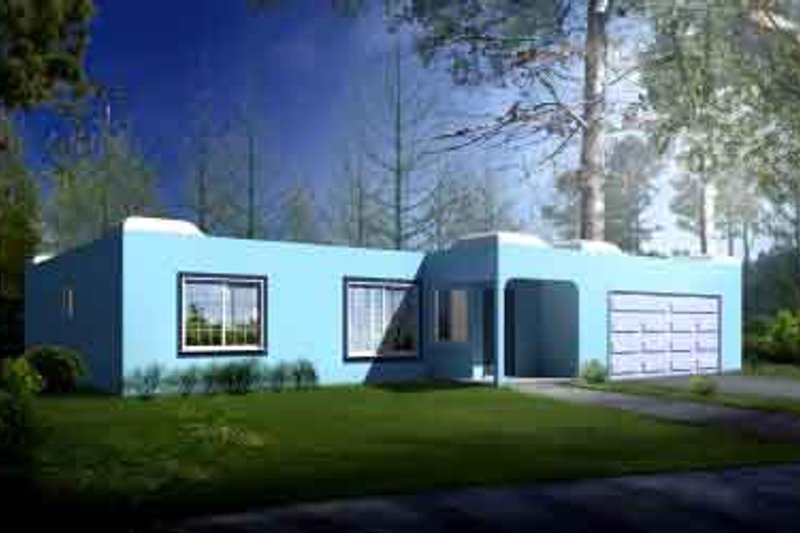 Adobe / Southwestern Style House Plan - 3 Beds 2 Baths 1557 Sq/Ft Plan #1-1288