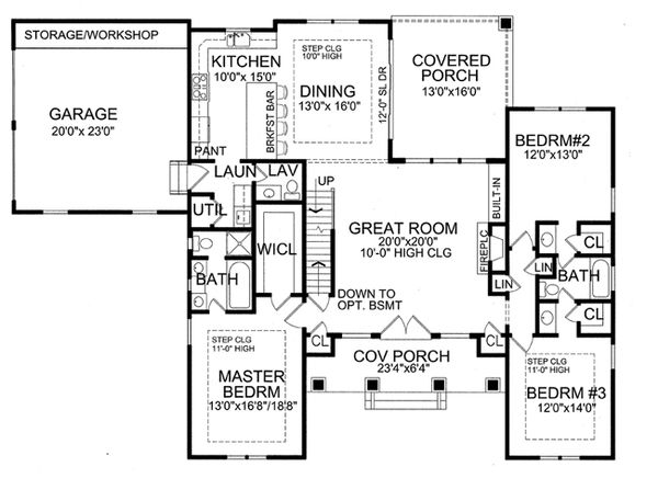 House Blueprint - Craftsman Floor Plan - Main Floor Plan #456-36