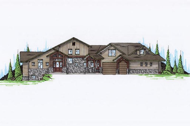 Architectural House Design - Craftsman Exterior - Front Elevation Plan #5-463