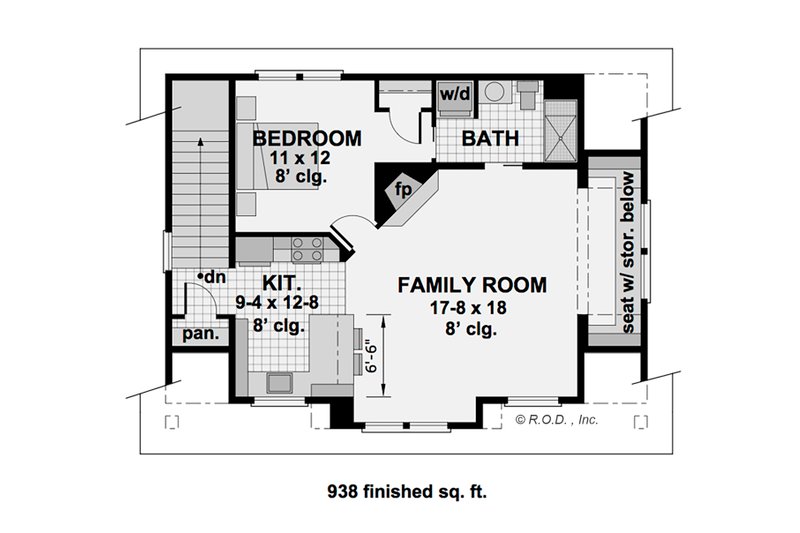 Dream House Plan - Floor Plan - Upper Floor for Modern House Plan #51-1571 - 1 bed, 1 bath