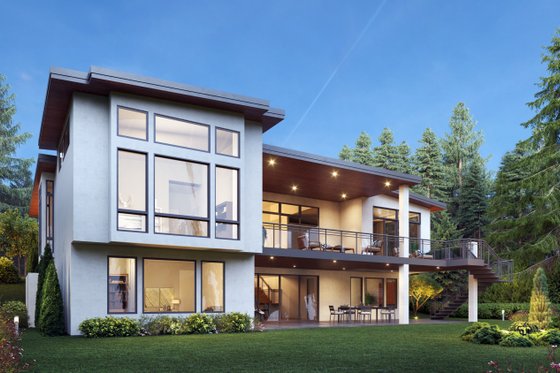 Exterior - Rear Elevation for Contemporary House Plan #1066-267 - 4 bed, 4.5 bath