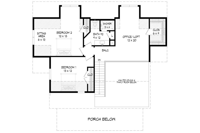 Dream House Plan - Floor Plan - Upper Floor for Farmhouse House Plan #932-345 - 3 bed, 2.5 bath