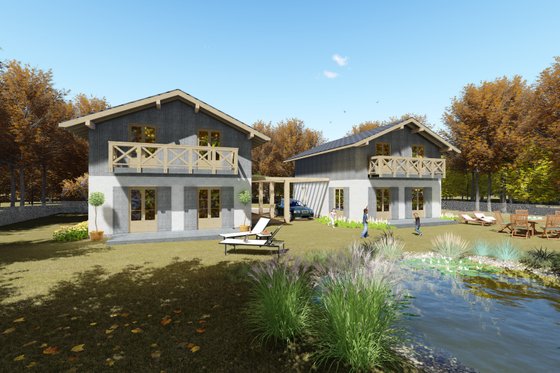 Exterior - Other Elevation 2 for European House Plan #549-9 - 3 bed, 1 bath