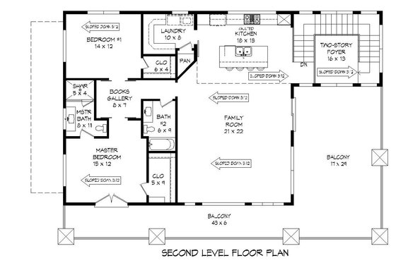 Floor Plan - Upper Floor for Contemporary House Plan #932-217 - 2 bed, 2 bath