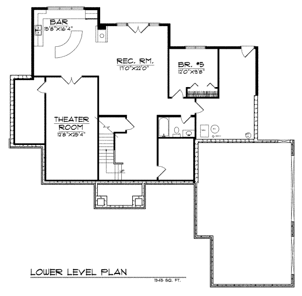 Architectural House Design - European Floor Plan - Lower Floor Plan #70-465