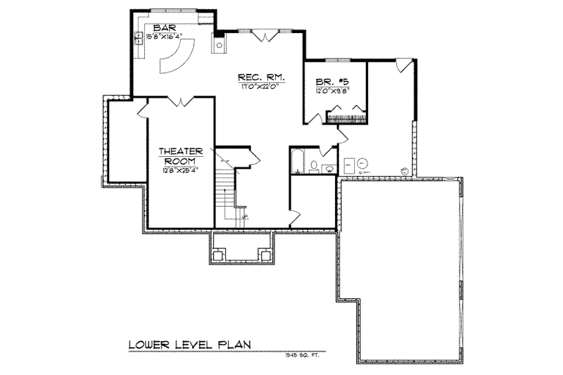 Dream House Plan - Floor Plan - Lower Floor for European House Plan #70-465 - 4 bed, 3.5 bath