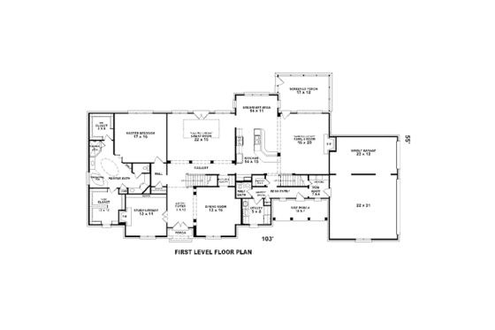 Floor Plan - Main Floor for European House Plan #81-13842 - 4 bed, 4.5 bath