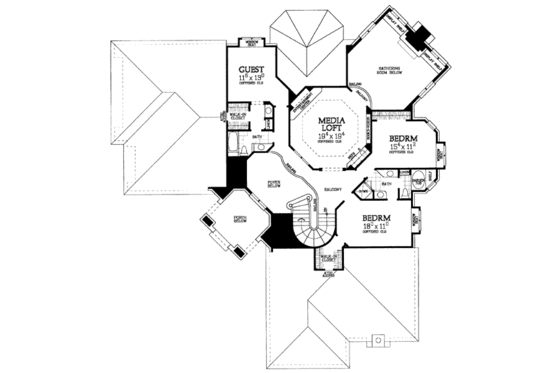 Floor Plan - Upper Floor for European House Plan #72-195 - 5 bed, 4.5 bath
