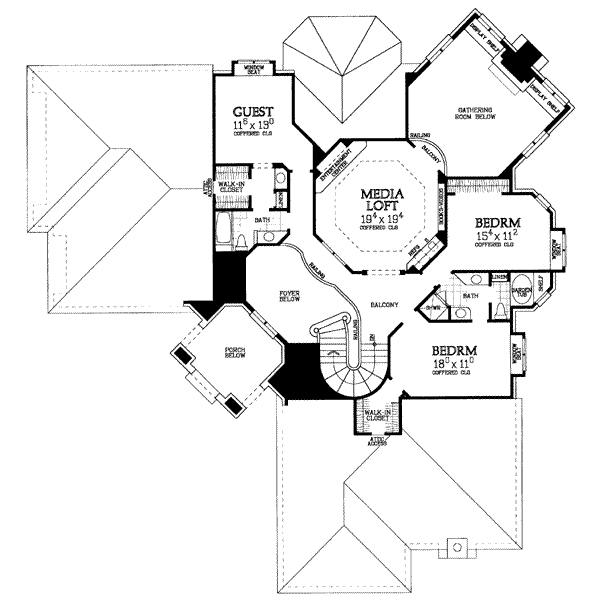 European Floor Plan - Upper Floor Plan #72-195