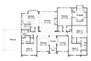 Floor Plan - Main Floor for Traditional House Plan #411-157 - 4 bed, 3.5 bath