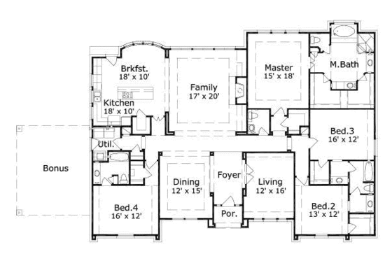 Floor Plan - Main Floor for Traditional House Plan #411-157 - 4 bed, 3.5 bath