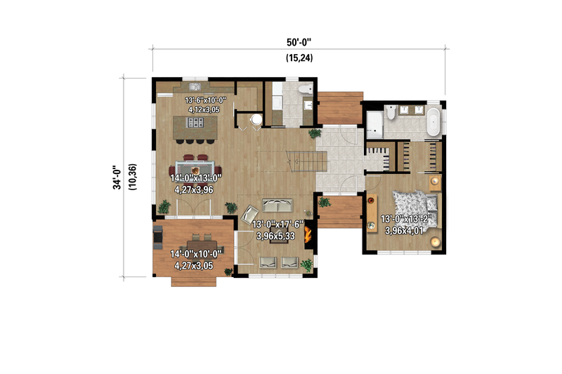Dream House Plan - Floor Plan - Main Floor for Cabin House Plan #25-4967 - 4 bed, 2.5 bath