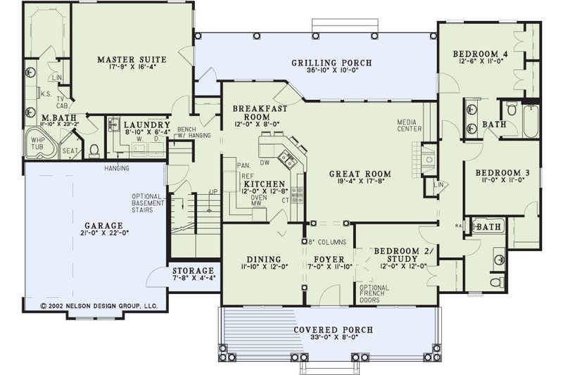 House Blueprint - Floor Plan - Main Floor for Farmhouse House Plan #923-488 - 4 bed, 3 bath