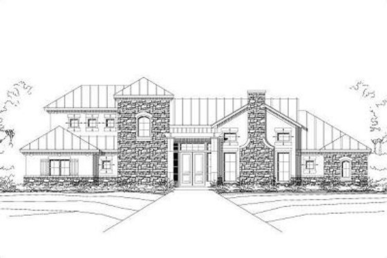Exterior - Front Elevation for Mediterranean House Plan #411-669 - 3 bed, 3 bath