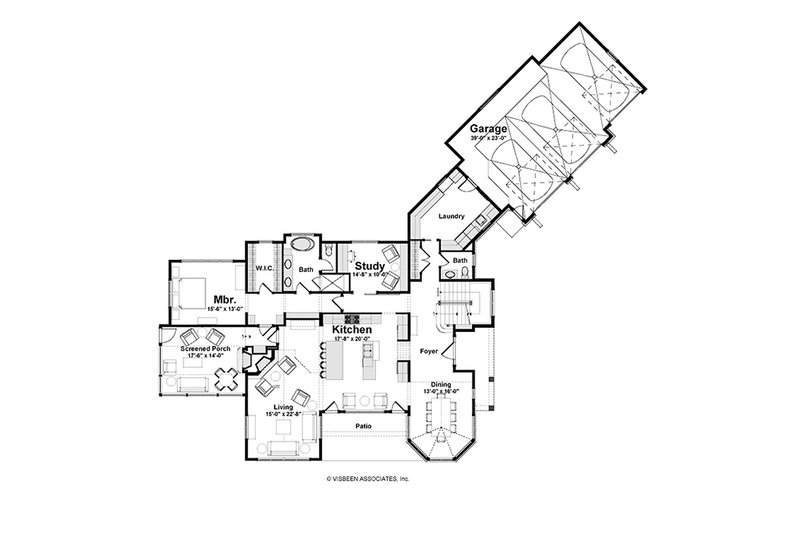 House Design - Floor Plan - Main Floor for Farmhouse House Plan #928-448 - 3 bed, 3.5 bath