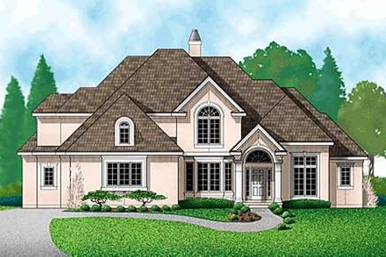 Exterior - Front Elevation for European House Plan #67-205 - 4 bed, 4 bath