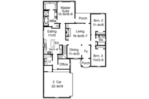 Floor Plan - Main Floor for European House Plan #15-281 - 3 bed, 2 bath