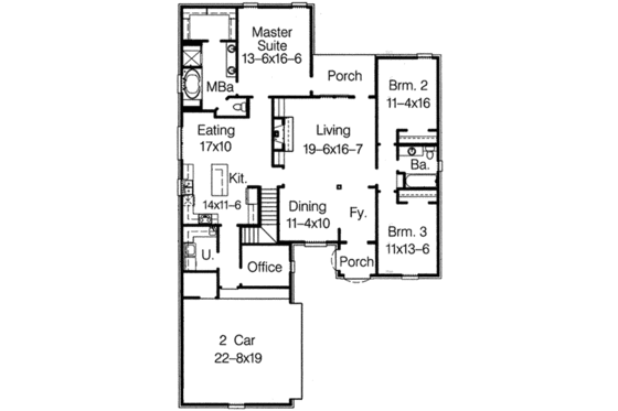 Floor Plan - Main Floor for European House Plan #15-281 - 3 bed, 2 bath