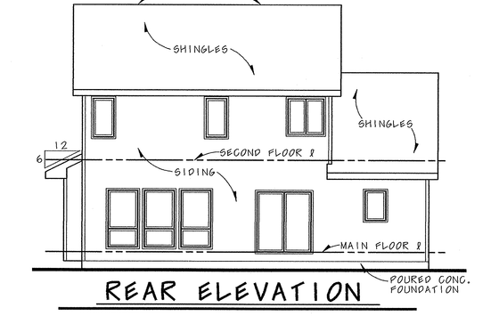 Exterior - Rear Elevation for Traditional House Plan #20-2060 - 3 bed, 2.5 bath