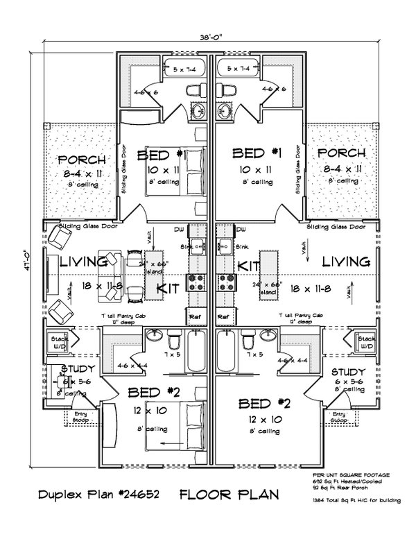 Architectural House Design - Floor Plan - Main Floor for Cottage House Plan #513-2445 - 2 bed, 2 bath
