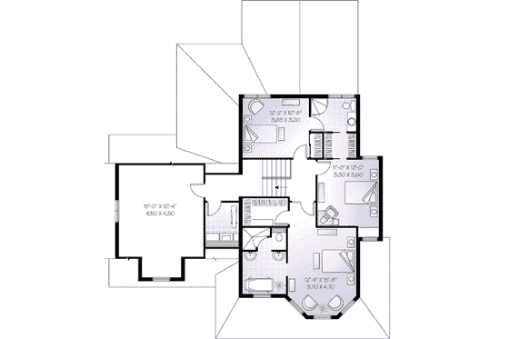 Floor Plan - Upper Floor for Traditional House Plan #23-591 - 3 bed, 2.5 bath