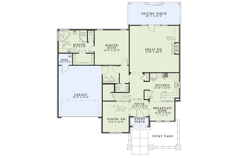 Dream House Plan - Floor Plan - Main Floor for Mediterranean House Plan #17-2929 - 3 bed, 2.5 bath