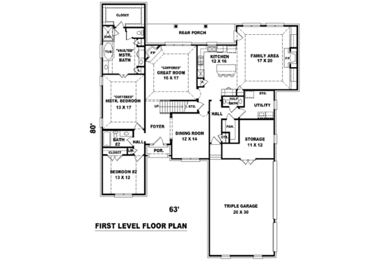 Floor Plan - Main Floor for European House Plan #81-1212 - 4 bed, 3.5 bath