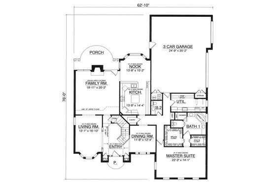 Floor Plan - Main Floor for European House Plan #40-399 - 4 bed, 3.5 bath