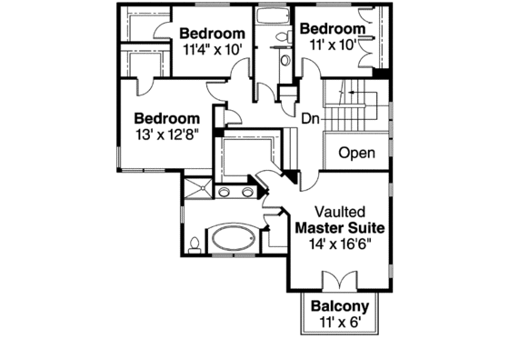 Floor Plan - Upper Floor for Craftsman House Plan #124-549 - 4 bed, 2.5 bath