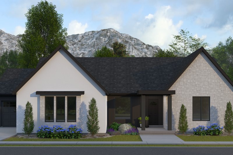 House Blueprint - Exterior - Front Elevation 4 for European House Plan #1060-443 - 3 bed, 2 bath
