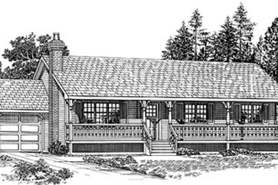 Exterior - Front Elevation for Ranch House Plan #47-248 - 3 bed, 2 bath