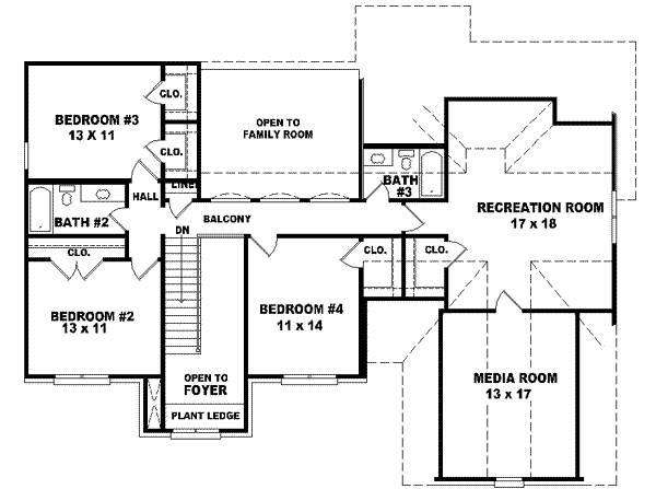 Traditional Floor Plan - Upper Floor Plan #81-543