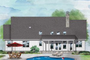 Exterior - Rear Elevation for Farmhouse House Plan #929-1114 - 3 bed, 2 bath