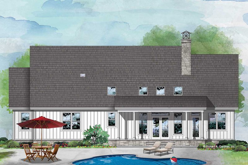 Architectural House Design - Exterior - Rear Elevation for Farmhouse House Plan #929-1114 - 3 bed, 2 bath