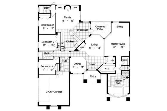 Floor Plan - Main Floor for European House Plan #417-269 - 4 bed, 3 bath