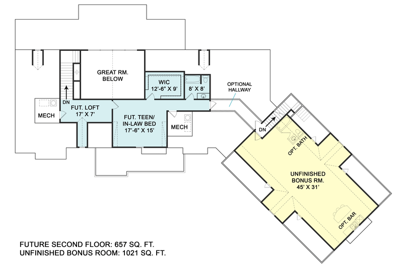 Home Plan - Optional Upper Level & Bonus