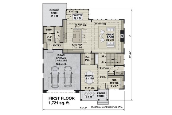 Floor Plan - Main Floor for Farmhouse House Plan #51-1212 - 4 bed, 3.5 bath