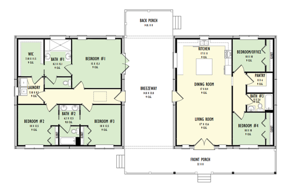 Floor Plan - Main Floor for Barndominium House Plan #1092-24 - 5 bed, 3 bath