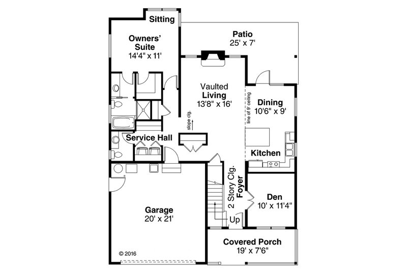 House Design - Floor Plan - Main Floor for Cottage House Plan #124-1036 - 3 bed, 2.5 bath