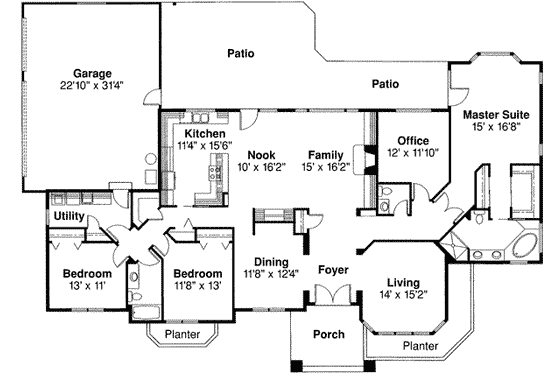 Floor Plan - Main Floor for Mediterranean House Plan #124-348 - 3 bed, 2.5 bath