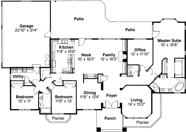 Home Plan - Mediterranean Floor Plan - Main Floor Plan #124-348