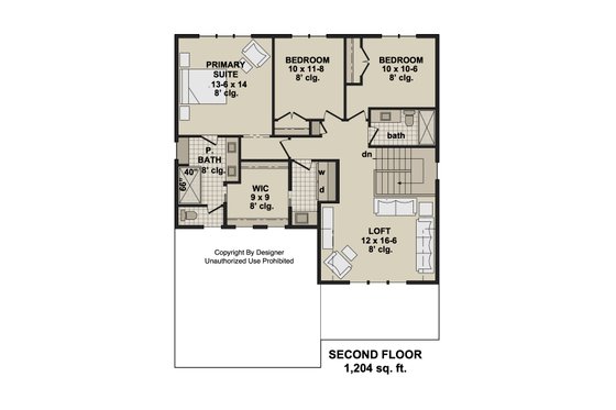 Floor Plan - Upper Floor for Craftsman House Plan #51-1525 - 3 bed, 2.5 bath