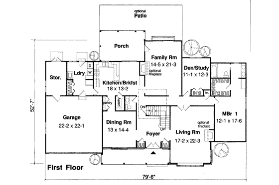 Floor Plan - Main Floor for Traditional House Plan #312-406 - 4 bed, 2.5 bath