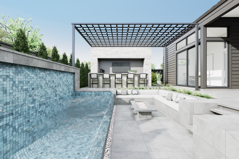 House Blueprint - Exterior - Outdoor Living 14 for Modern House Plan #1087-1 - 4 bed, 3.5 bath