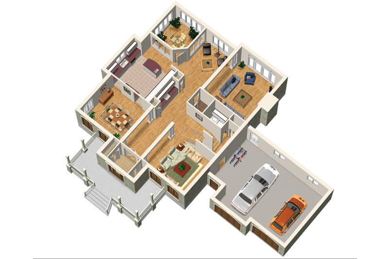 Architectural House Design - Floor Plan - Main Floor 1 for European House Plan #25-4631 - 4 bed, 3 bath