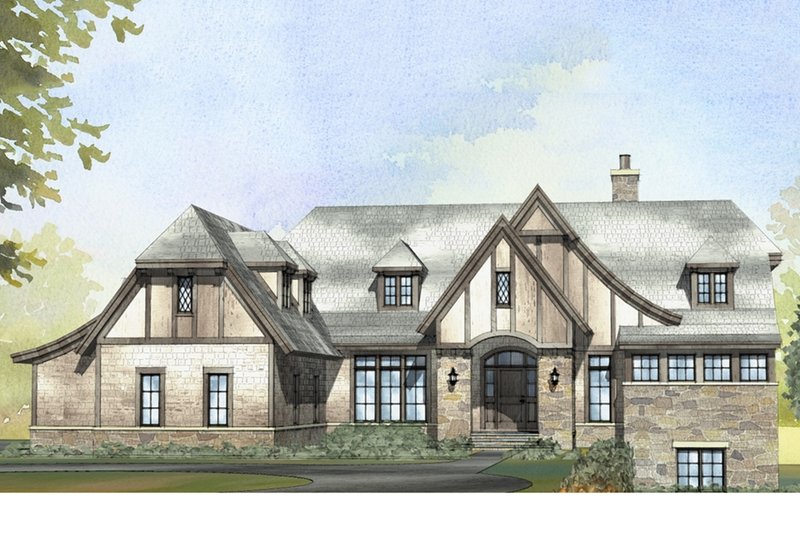 Architectural House Design - Exterior - Front Elevation 3 for Tudor House Plan #901-119 - 5 bed, 3.5 bath