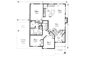 Floor Plan - Main Floor for European House Plan #409-106 - 3 bed, 2 bath