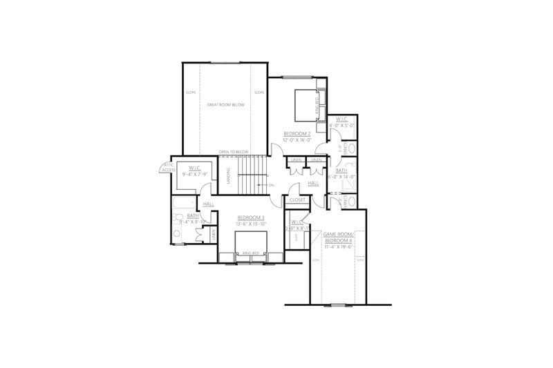 House Design - Floor Plan - Upper Floor for Craftsman House Plan #1094-23 - 3 bed, 3.5 bath
